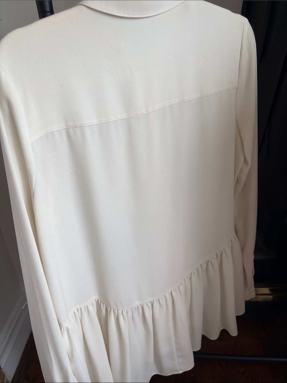Tibi Cream Ruffle-Hem Button Front Blouse - Picture 4 of 4